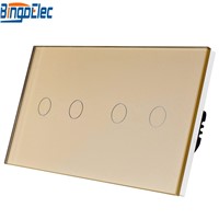 European 4gang glass panel touch light switch, AC110-250V Hot Sale