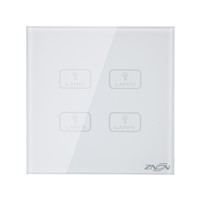 Only Live Line White 4 Gang 1 Way 86x86x37mm Luxury Crystal Glass Panel Wall Touch Switch