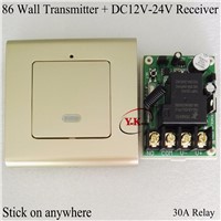 Wall Remote Control Transmitter Champagne Gold + DC 12V 24V 30A Relay Contact Remote Switch NO COM for Big LED Water pump Motor