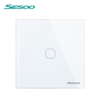 EU/UK Standard SESOO 1 Gang 1 Way Light Switch,110V~220V Wall Touch Switch,Crystal Glass Touch Screen Switch with led indicator