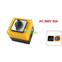AC 660V 20A 3-Position One Phase Rotary Cam Changeover Switch Box SZW26