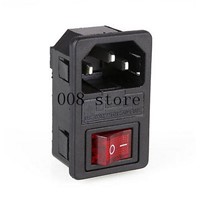 4 feet Red Rocker Switch Fused IEC 320 C14 Inlet Power Socket Fuse Switch Connector Plug Connector