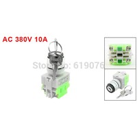 LAY37 AC 380V 10A DPST 2 Position Rotary Selector Key Lock Switch 1 N/O 1 N/C