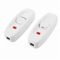 2pcs AC 250V 10A ON/OFF Button Electric Control In Line Switch White