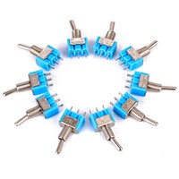 10pcs Miniature Toggle Switches Blue MTS-102 3-Pin SPDT ON-ON Toggle Switche 6A 125VAC For Auto Car Accessories