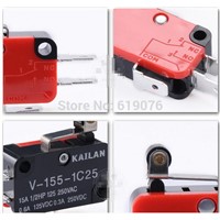 Inching switch, V-155-1C25 limit switch, short handle, roller, silver point