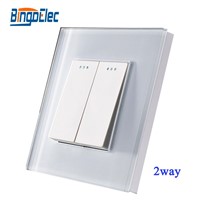 EU/UK 2gang 2way press switch, swicth,toughened glass panel,AC110-250V,Hot sale