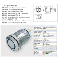 5pcs/Lot IB 1221 IP67 12mm Flat round momentary ring LED lighted waterproof push button switch
