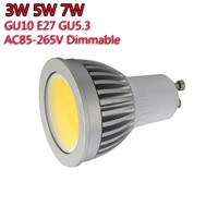 5pcs/lot Super Bright GU10 Bulbs Light Dimmable Led Warm/White 85-265V 3W 5W 7W COB LED lamp light GU10 E27 led Spotlight