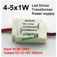 4~5*1W Led outside driver, 85-265V input, LED lamp driver for  4W/5W LEDs light, ceilling down lamp transformer, freeship