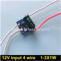 10 PCS/LOT LED Driver 4 Wire 1-3X1W 12V Input Lamp Transformer Light Power Supply Power Driver 12V 3-9V 300ma Constant Current