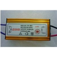 Gold color ce rohs 10W Waterproof Constant Current LED Driver DC7V~12V 900mA for 10w led chip 2 years warranty 2pcs/lot