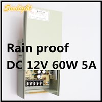 Rainproof Drive power Supply AC 85-265V 110V 220V transformation DC 12V 60W 5A lighting transformer LED strip Voltage converter