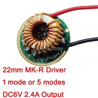22mm Cree MK-R MKR LED Driver DC7-15V Input Output 6V 2.4A 1 Mode or 5 Modes for MKR 6V High Power LED Emitter Chip