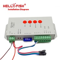 Hello Fish High Quality T-1000S 128M SD Card LED Pixel Controller, Full Color Controller for IC LPD6803/WS2801/WS2811/WS2812B