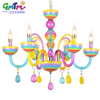 Colorful chandelier glass crystal modern for restaurant/bedroom/dinning room/living room children candle lamp lustre para quarto