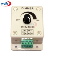 led Dimmer controller,8A 96W led Rotating Dimmer Bright Brightness Adjustable Controller Single Color LED Controller DC 12V-24V