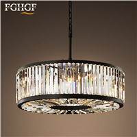 Modern Crystal Chandelier Light Creative Hollow Round Chandelier Lamp Circle Fixture Vintage Style Lustres for Living Room