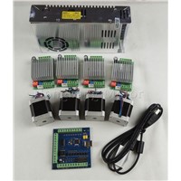 mach3 CNC USB 4 Axis Kit, 4pcs TB6600 driver+ mach3 USB stepper motor controller 100 KHz+ 4pcs nema17 motor+power supply