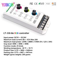LTECH LT-330-8A Knob Control led RGB controller 8 function keys 25 modes 8AX3CH for colorful led strip light tape DC5 -24V