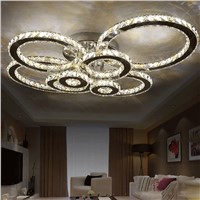 Modern led crystal chandelier light Round Circle Flush Mounted Chandeliers lamp living room Lustres for Bedroom Dining room