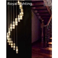 Spiral staircase Led chandelier lighting long stairway crystal chandelier lamps 2M 16 pcs large luxury hotel stair lighting G4