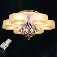 Ecolight Modern Chandelier Crystal with Remote Control 6 Lights Led Chandeliers Light for Bed Living Room 220-240 Volt