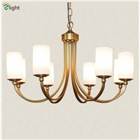 Modern Minimalism Copper E27 Led Chandelier Creative Lustre Milk White Frosted Glass Bedroom Diningroom Led Pendant Chandeliers