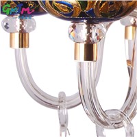 High quality Modern Hand Painted Crystal Chandelier Fixture Gold Blue Glass Chandelier Boutique Restaurant Home Hotel E14