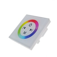 RGB LED Strip Touch Panel Controller Dimmer Wall Switch Ring full-color controller DC 12V 24V 12A white&amp;amp;amp;black Glass