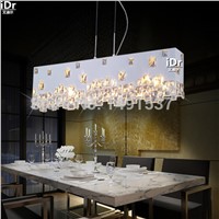 Modern minimalist fashion creative crystal chandelier lamp meal hanging den hotel restaurant bar rectangle free delivery