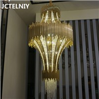 Deluxe crystal chandelier stair hotel lobby project LED penthouse chandelier for living room Dia800xH1650mm