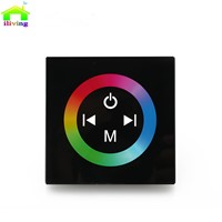 2.4G DC12V 4A*3CH Black Tempered Glass Panel Touch Screen RGB Led Strip Dimmer Wall Sticker Controller For Home Light Decoration