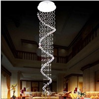 Modern LED K9 Crystal Spiral Chandelier Lighting For Dining Room Kitchen Restaurant Flush Mount Light Fixture Hanging Lamp