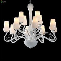 Modern Milk Glass E14 Led Pendant Chandeliers Lustre Crystal Glass Bedroom Led Chandelier Lighting Dining Room Led Hanging Light