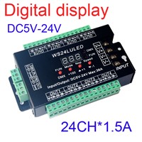 DC5V-24V Digital display 24CH Easy dmx512 DMX decoder,LED dimmer each channel Max 3A, 24 channels 8 groups led RGB controller