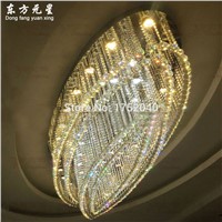 crystal chandelier lamp led light oval shaped luxuriou crystal lighting for hotel lobby large luxury project lighting fixture