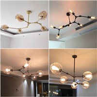 American LED molecular glass chandeliers villas clothing stores Nordic restaurants lights individual branches decorative lights