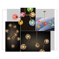 11 lights New Nordic industrial wind glass chandelier molecular  ball creative modern villa  free of charge Edison light