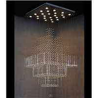 Modern Contemporary Crystal Chandelier Luxury Square Rain Drop Lamp Clear LED Light Staircase Lighting Fixture