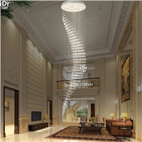 Modern stair long crystal round Chandeliers lamps D700xH2000MM spiral led Chandeliers lights Upscale atmosphere