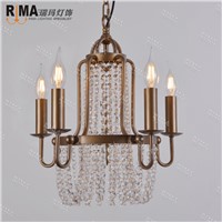 classical crystal candle chandelier lamp with 5 lights in brown painting directly from factory
