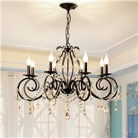 American Classic Crystal chandelier lights for Living Room/bedroom black iron e14 Candle bulb led chandelier lamps 5/6/8 arms