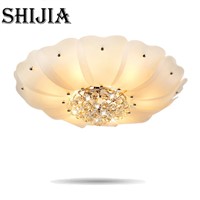 Crystal Chandelier Lighting Fixture White Glass Flower Dia70CM LED Bulb Included For Living Room Bedroom Study Room