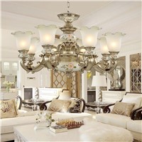 led e27 European Iron Resin Glass Chandelier LED Light LED Lamp For Foyer Bedroom Dinning Room Lounge Area Villa