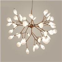 Nordic Modern Cherry Blossoms LED Chandelier Light Firefly Ceiling Lamp Glass Gold Iron Branches Atmosphere Lighting AC 110-240V