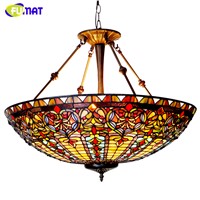 FUMAT European Style Baroque Chandelier Tiffany Country Light Classic Hotel Project Light Living Room Stained Glass Chandeliers