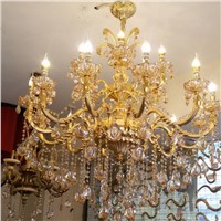 Classic Large Crystal Chandelier light Fixture Gold Crystal Chandelier light copper home lighting gold for Hotel Villa