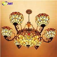 FUMAT Tiffany Pastroal Baroque Chandeliers Artistic Lights For Living Room Dining Room Vintage Stained Glass Chandelier Lighting