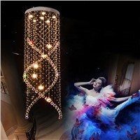 Creative K9 Crystal Stair Chandeliers Modern Simple Spiral Suspension Lightings Chrome Lustre LED Hotel Villa Lobby Hanging Lamp